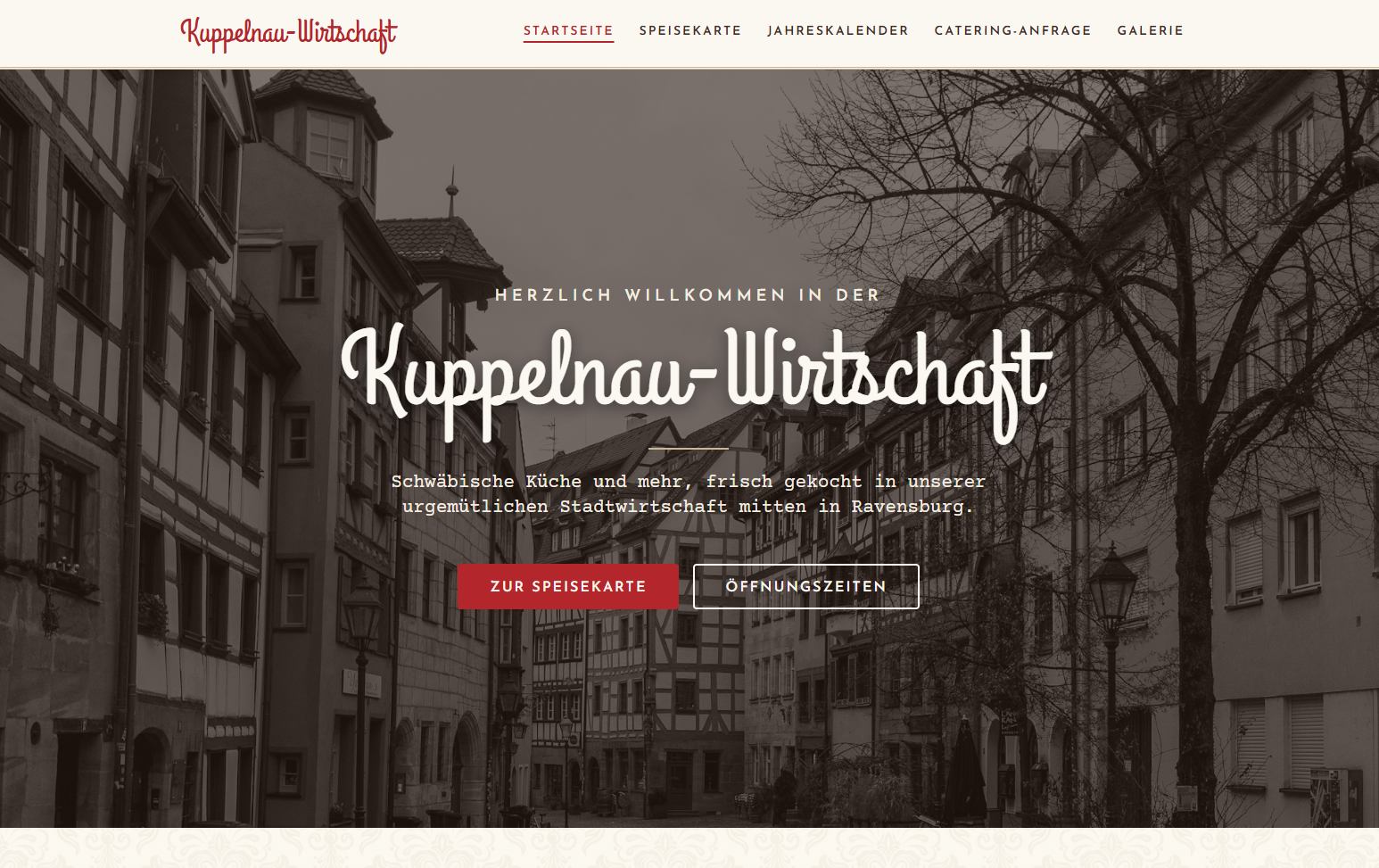 Startseite der Website der Kuppelnau-Wirtschaft