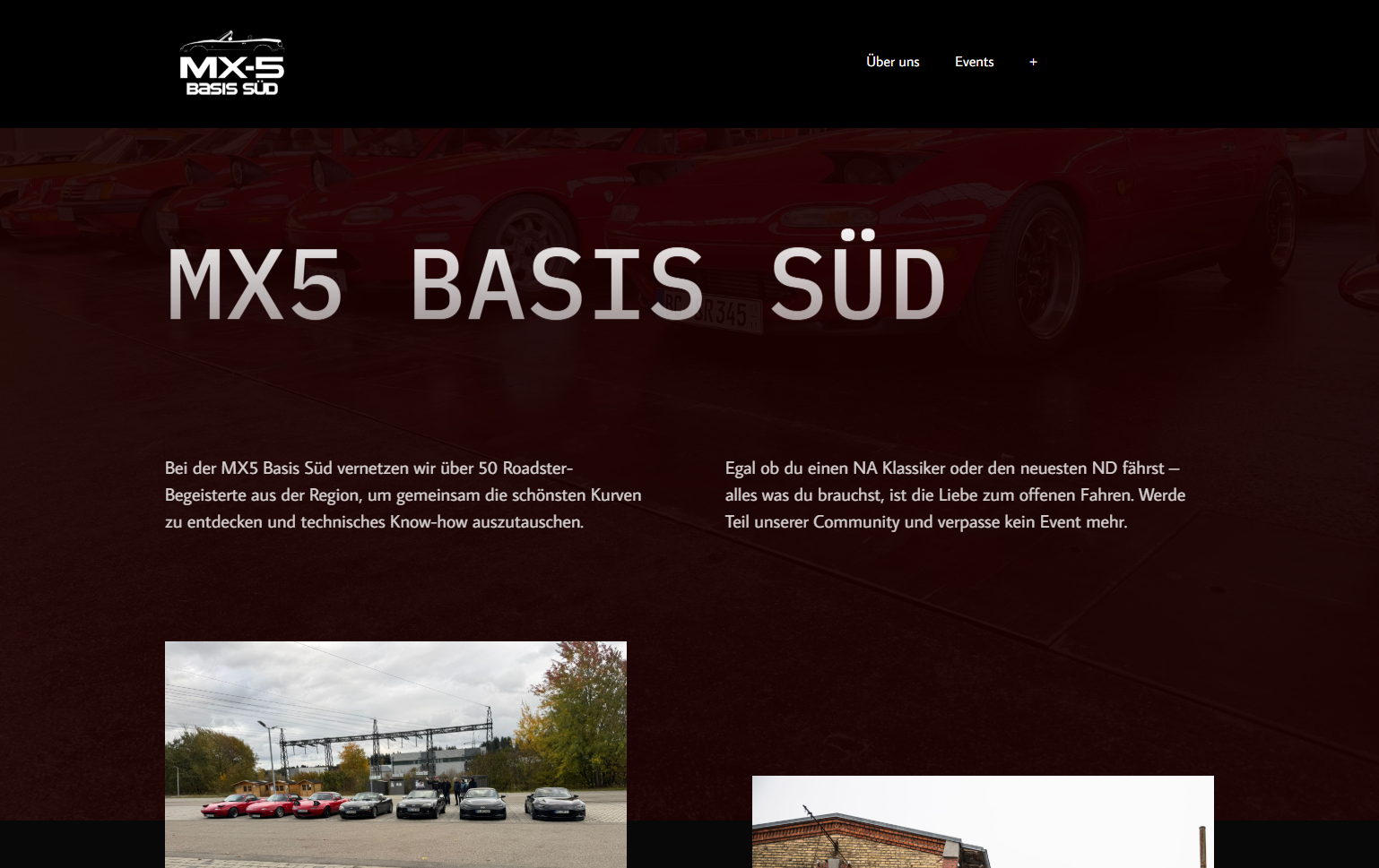 Startseite der Website MX5 Basis Süd